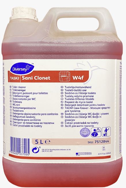 Diversey Taski Sani Clonet 5 L Засіб для миття забруднень з внутрішньої чаші унітазів і пісуарів.